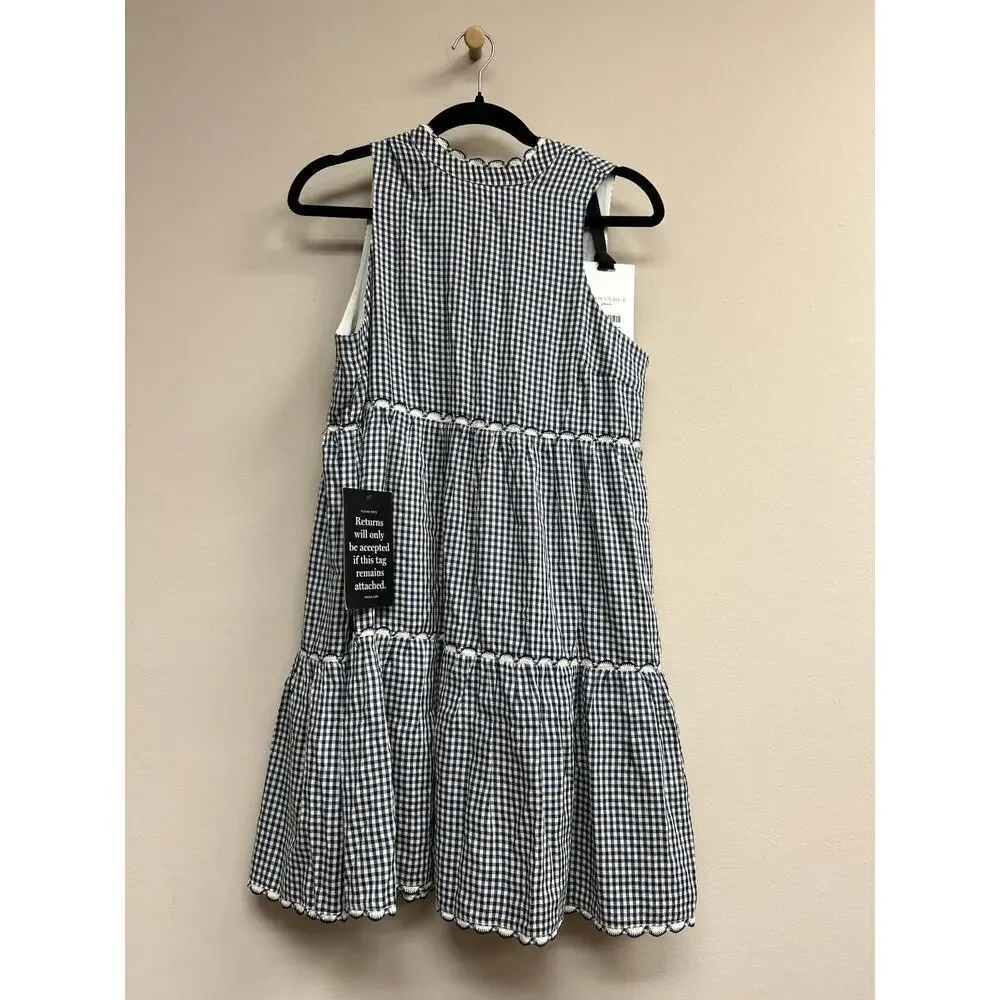 POMANDER PLACE Navy Gingham Morgan Dress Size L NWT Retail $128 Tuckernuck